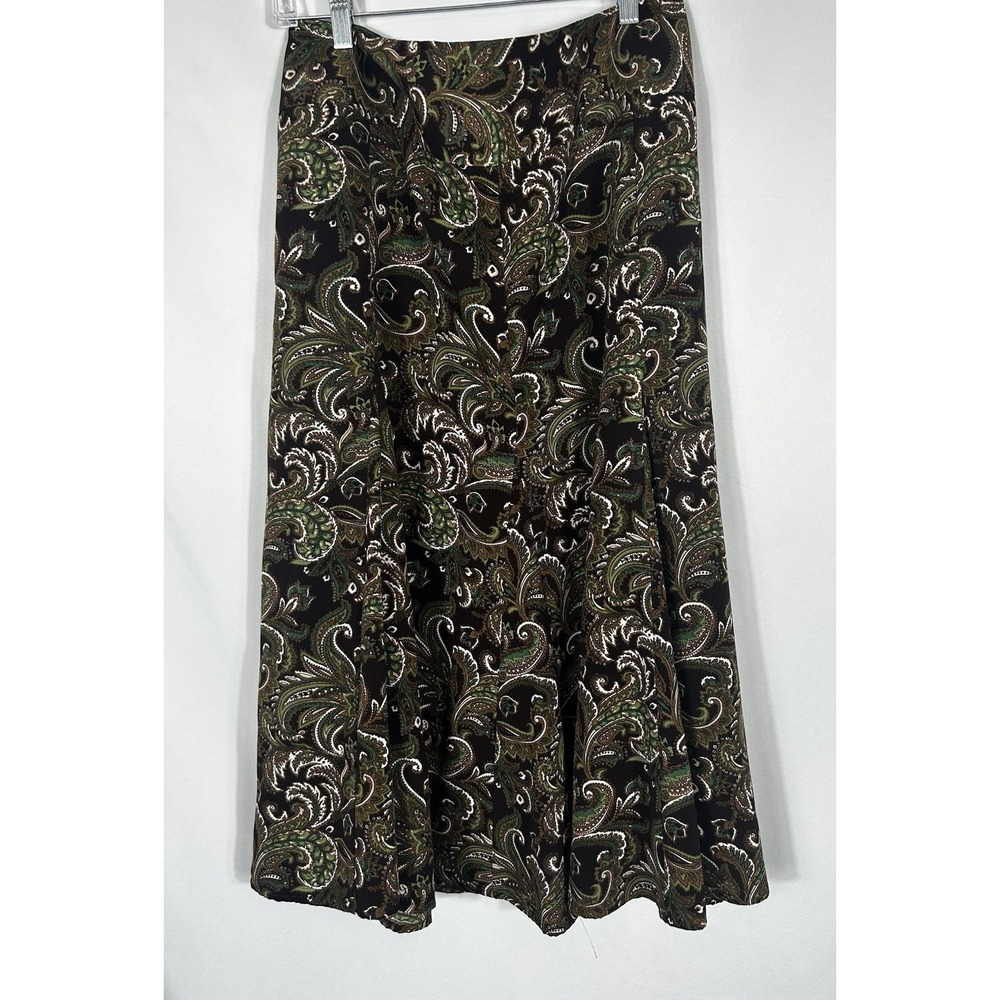 Vtg Dressbarn Womens Brown Paisley Midi Skirt Size 22 (3X) Y2K Boho Forest Fairy